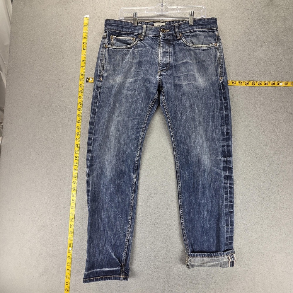Selvedge Jeans Mens Blue Blacksmith & Co Button Fly Whiskers‎ Fits 34x31